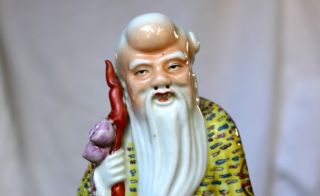 Chinese Porcelain Guangxu Sau Immortal Stands 11 In (28cm) Tall photo