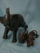 Japanese Old Bronze Okimono Elephant And Tigers Statues photo 11