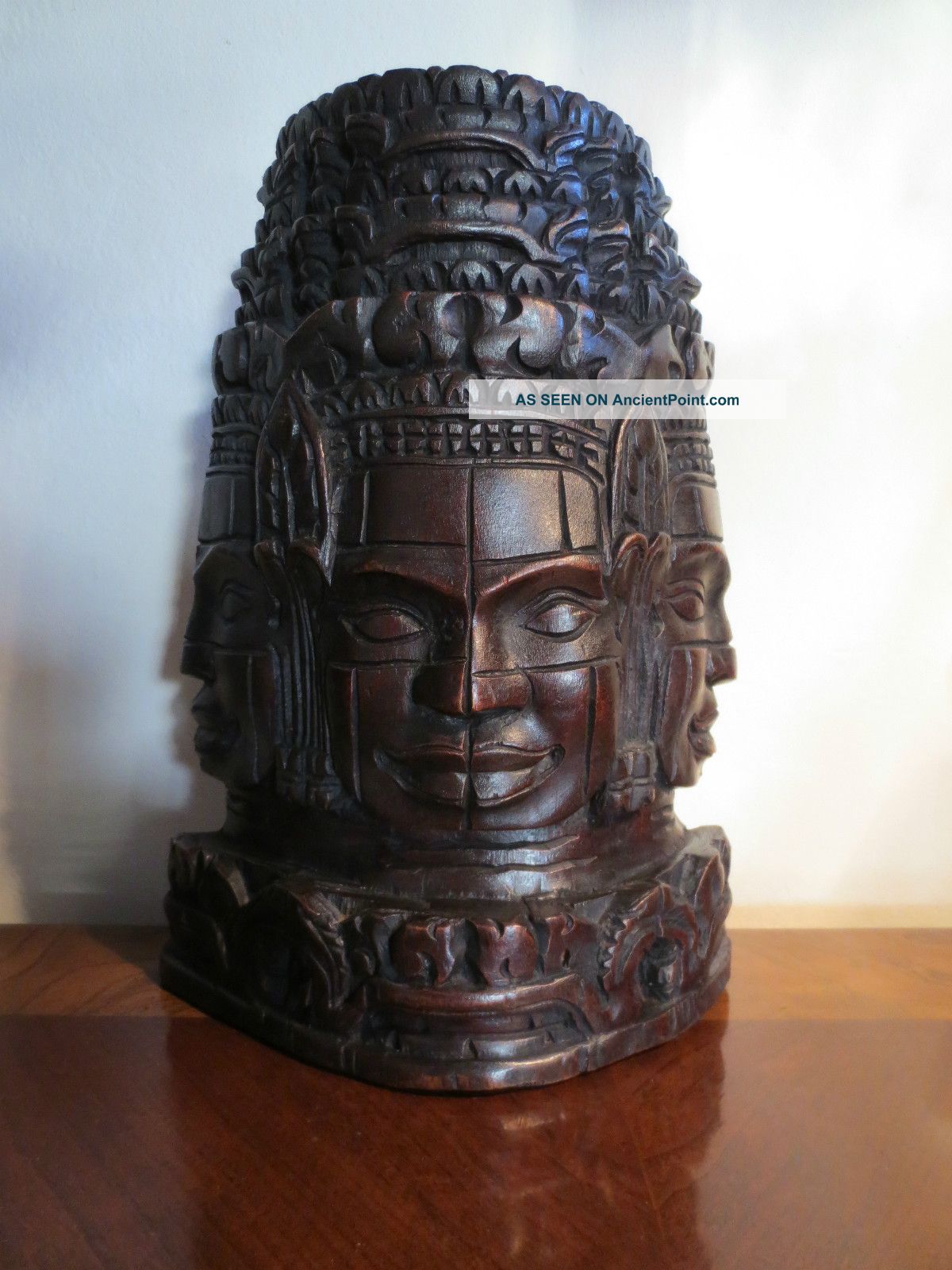 Khmer Hard Wood Carving Statue Of Angkor Thom (brahma) From Cambodia Statues photo