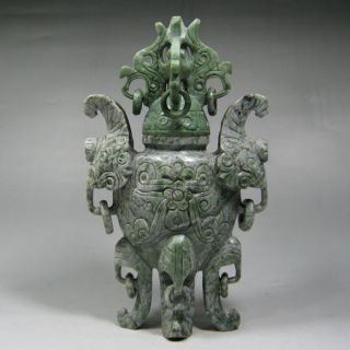 Chinese Hand - Crafted Carved Jade 10 Rings Incense Burner photo
