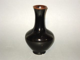 A Rare Chinese Baluster Shaped Vase,  Late Qing,  Black Glaze photo