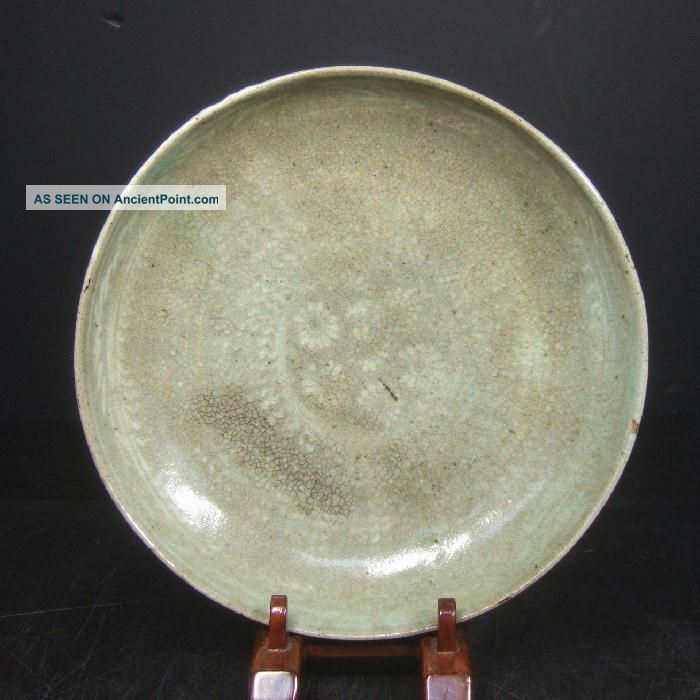 F073: Korean Goryeo Dynasty Syle Blue Porcelain Plate With Inlay Work. Korea photo