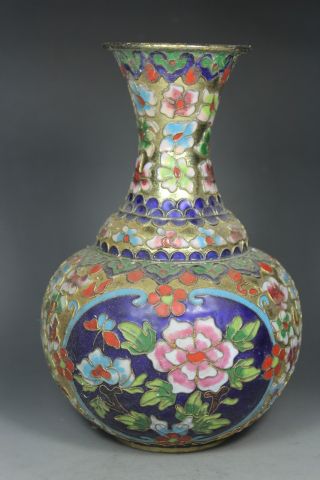 Chinese Handwork Cloisonne Flower Old Vases photo