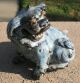 Old Antique Pair Of Smiling Pottery Fu Foo Dogs Japanese/chinese Estate Item Other photo 3