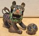 Pair Vintage Chinese Cloisonne Fu Foo Dogs Very Small 2 