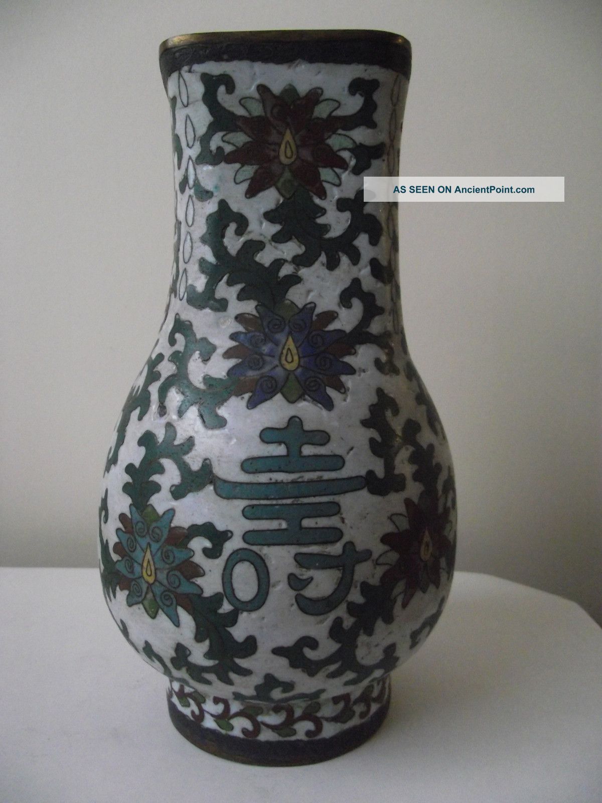 Japan Meiji Period Cloisonne Vase Signed Great Ming - With Fuku Marks.  C1860 Cloisonne photo
