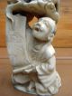 Antique 19c Ox Bone Asian Chinese Signed Statue Men, Women & Children photo 2