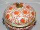 Vintage Chinese Porcelain Warmer Covered Dish - Bowl,  Foo Dog Lid,  Wire Handles Bowls photo 2