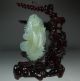 Quality 100% Chinese Xiu Yu Jade Fine Hand - Carved Goldfish With Mahogany Base Nr Other photo 9