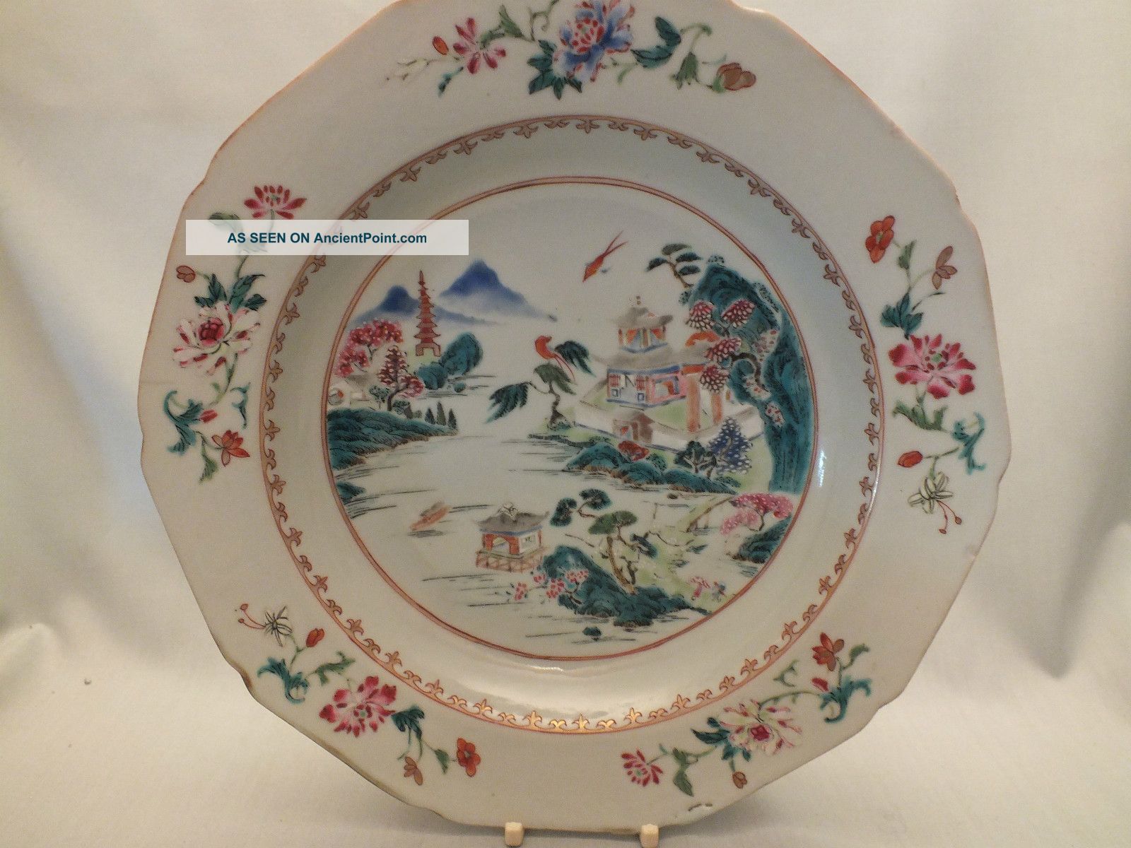 Chinese Porcelain Soup Plate With Landscape Scene In Famille Rose Colours 18thc Porcelain photo