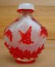 Antique Asian Chinese 19c Peking Glass Butterfly Snuff Bottle Snuff Bottles photo 4