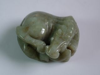 Chinese Jade Carved Crouching Horse photo