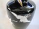 2 Vtg Black Japanese Sato Ginbari Enamel Cloisonne Vases Silver Rim Cranes Birds Vases photo 10