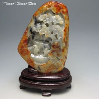 100% Natural Hetian Jade Hand - Carved Statues (with A Certificate) - Man&pine Tree photo