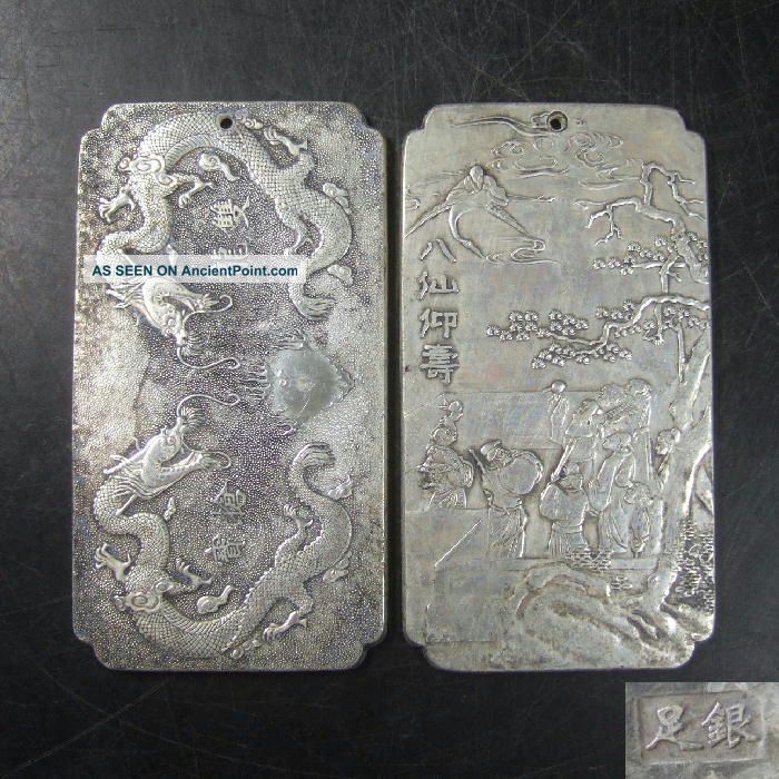 F253: Pair Of The Chinese Signed Paperweight With Fantastic Work.  Silver? Other photo