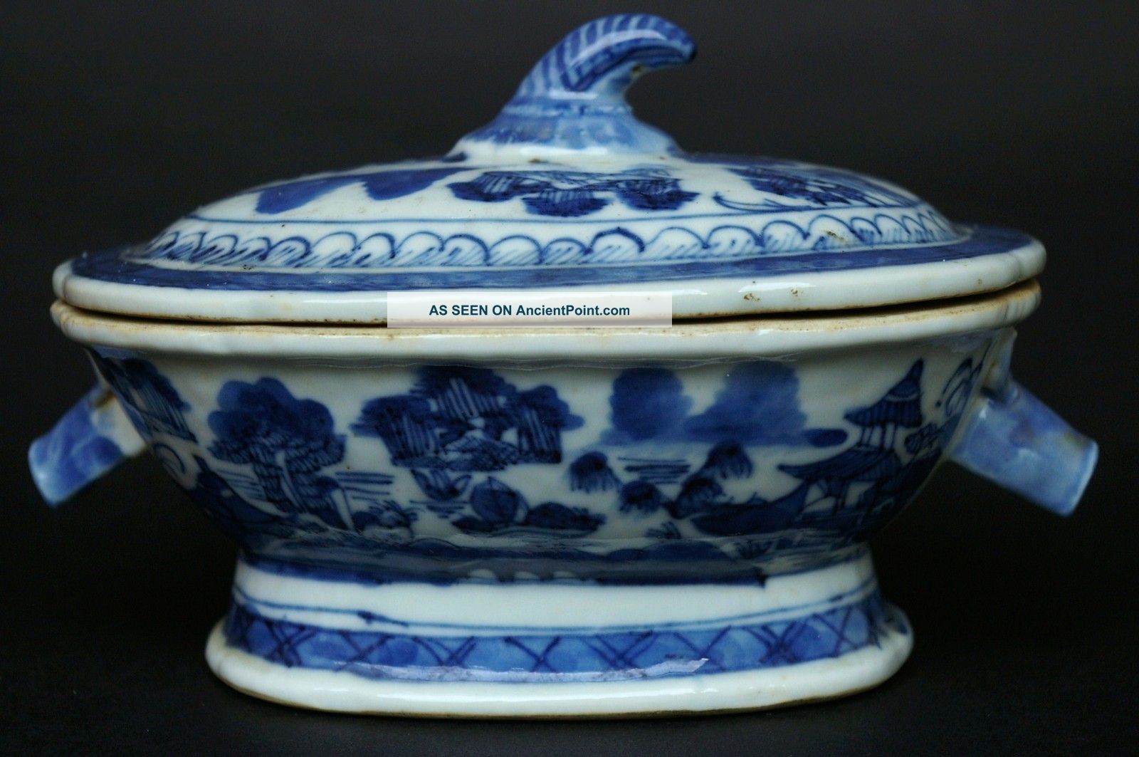 Antique Chinese 18thc Blue And White Terrine Porcelain photo