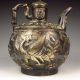 Chinese Bronze Teapot & Lid W Buddha & Phoenix Nr Teapots photo 7