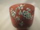Chinese Yixing Red Pottery Beaker & Stand With Bright Enamel Decoration 19thc Porcelain photo 1