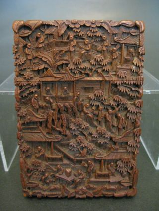 A Superbly Carved 19c Chinese Export Sandalwood Card Case photo
