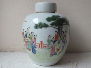 Antique Chinese Porcelain Coloruful Figural Figural Small Vase And Cover photo