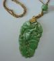 Vintage Chinese 10k Yellow Gold Jade Drop Necklace Estate Fine Jewelry Heirloom Necklaces & Pendants photo 3