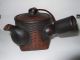 Vintage Chinese Yixing Zisha Pottery Teapot ~ Basket Weave ~ Signed Pots photo 1
