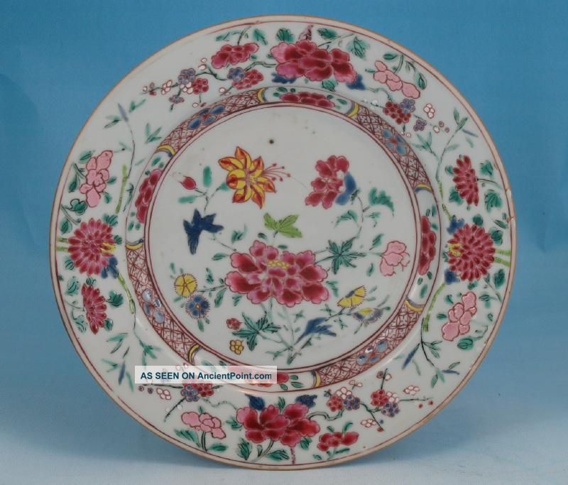 Fine Antique Chinese Porcelain Famille Rose Plate W/ Flowers Qianlong Period Plates photo