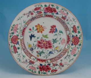 Fine Antique Chinese Porcelain Famille Rose Plate W/ Flowers Qianlong Period photo