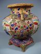 Chinese Pottery Censer Enameled Relif Figural & Flower Decor Ca.  Mid 20th C. Vases photo 3