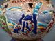 Chinese Pottery Censer Enameled Relif Figural & Flower Decor Ca.  Mid 20th C. Vases photo 5