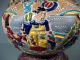 Chinese Pottery Censer Enameled Relif Figural & Flower Decor Ca.  Mid 20th C. Vases photo 7