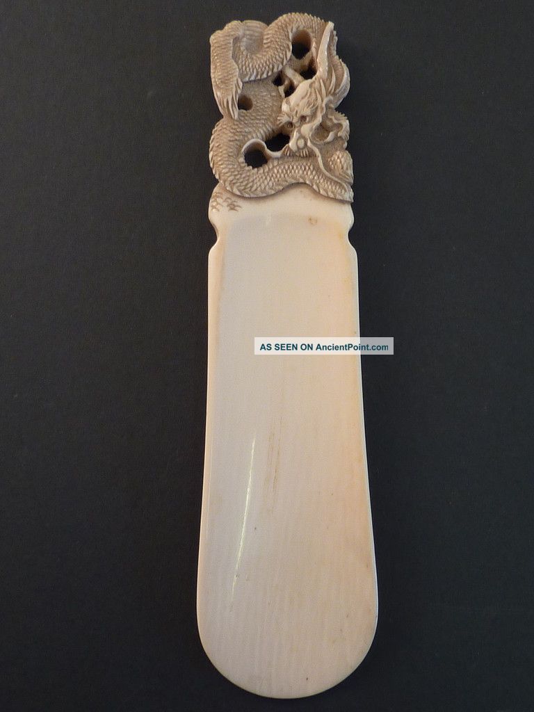 Oriental Dragon Carved Cow Bone Shoe Horn Other photo