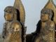 Pair Antique Chinese Carved Wood & Jeweled Buddha Buddha photo 7