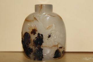 Chinese Shadow Agate Carved Snuff Bottle photo