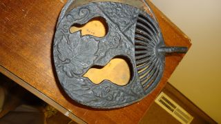 Antique Janpanese Fan Form Incense Burner - Cast Iron photo