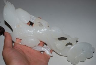 Quality 100% Afghan White Jade Hand - Carved Statues Ganoderma Ruyi Scepter Nr photo