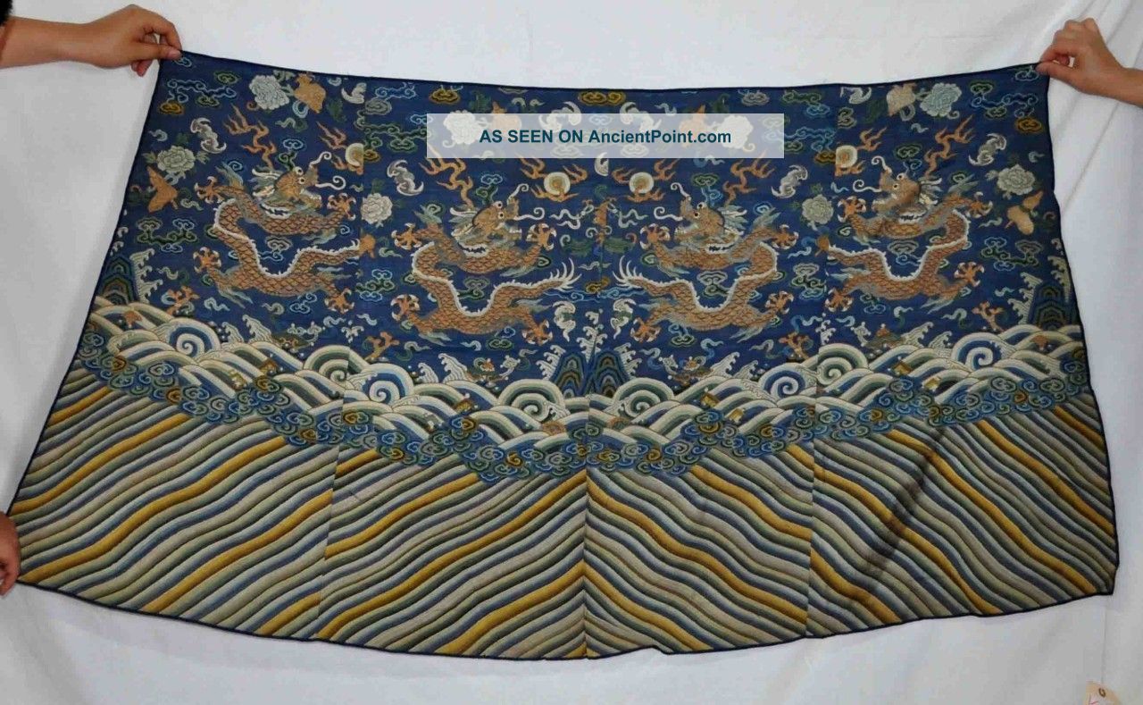 Antique Chinese Qing Dynasty Dragons Kesi Jifu Fragments 1870 - 1880 Robes & Textiles photo