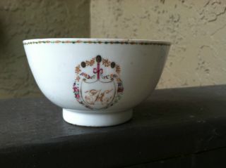 Chinese 1800s Famille Rose Export Bowl (with Coat Of Arms) photo