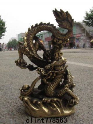 China Imperial Family Classical Art Brass Dragon Statues260 photo
