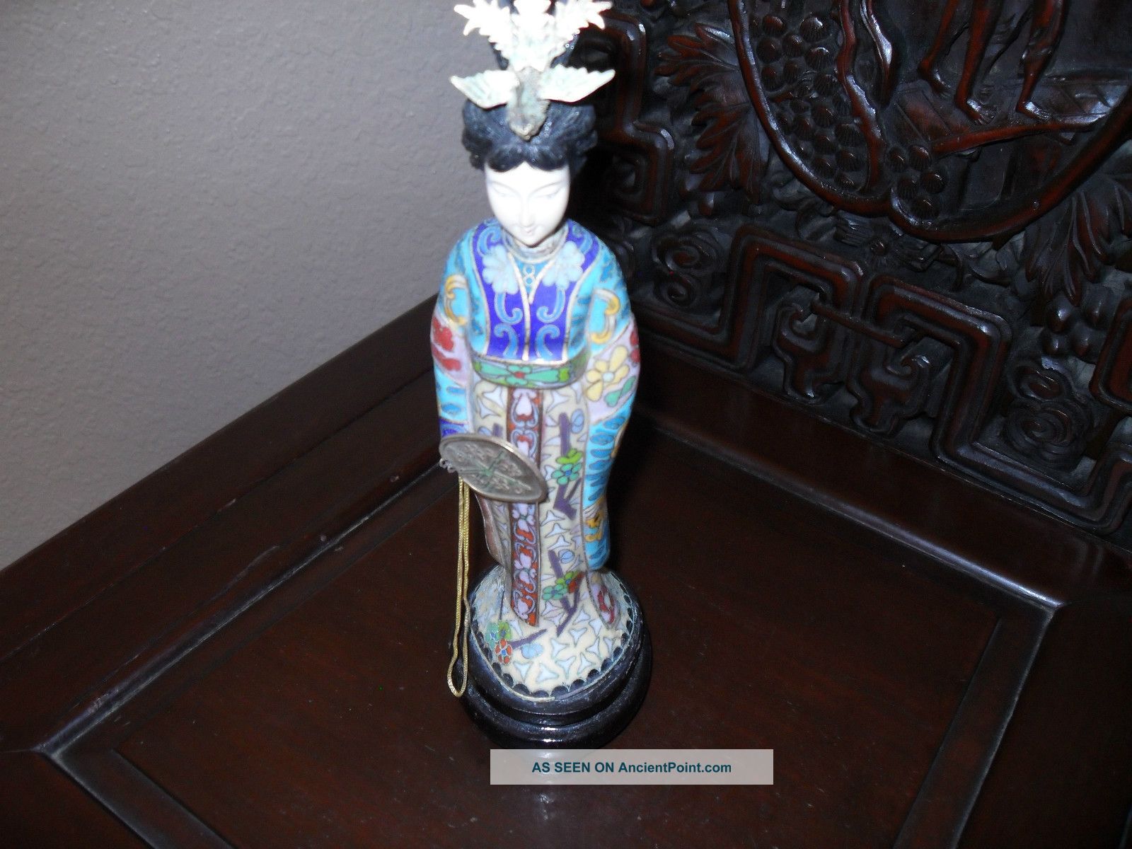 Chinese Qing Dynasty Antique Cloisonne Geisha Lady Figurine Statue Other photo