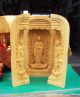 Chinese Wood Carved Boxwood Kwan - Yin Buddha Statue Sculpture Netsuke Amulet Art Buddha photo 2