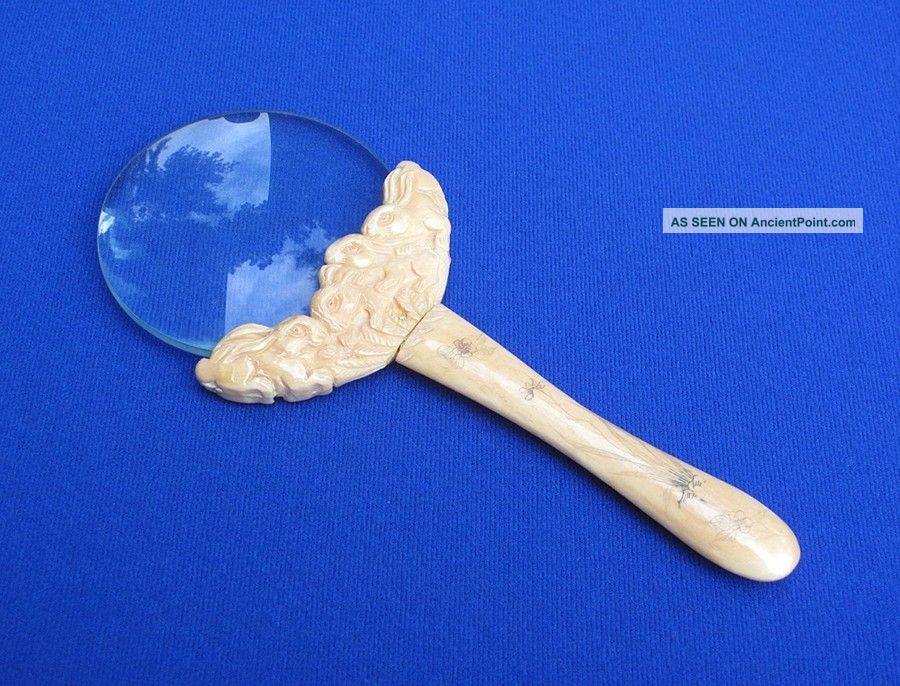 Fine Antique Chinese Magnifying Glass With Carved Ox Bone Handle Other photo