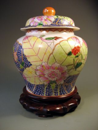 Fine Old China Chinese Tea Leaf Decoration Pottery Vase Lamp Ca.  20th Century photo
