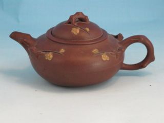 Fine Antique Chinese Yixing Pottery Teapot With Enameled Flowers 19th Century Nr photo