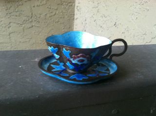 Chinese Qing Dy.  Or Republic Period Enamel Over Gilt Cup And Plate photo