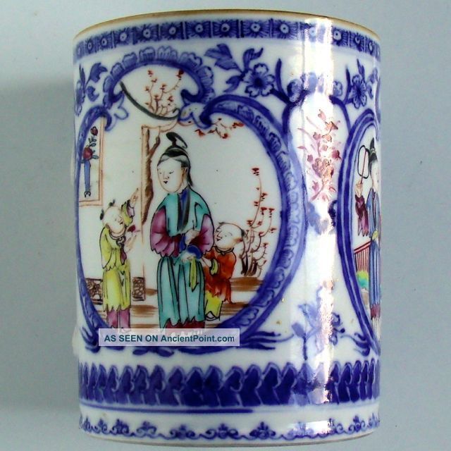 Chinese Famille Rose Mandarin Pattern Export Porcelain Tankard Qing 18thc Porcelain photo