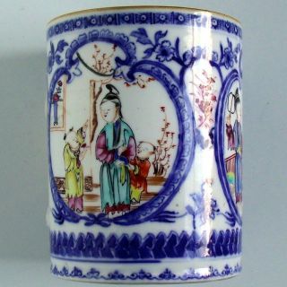 Chinese Famille Rose Mandarin Pattern Export Porcelain Tankard Qing 18thc photo