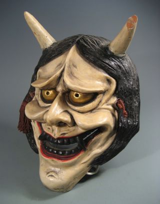 Very Fine Japan Japanese Pottery Theatre Mask Noh Men Hannya Ghost Ca.  20th C. photo