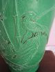 Antique Chinese Asian Signed Green Applied Birds Bamboo Vase As Found Paintings & Scrolls photo 2