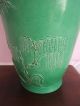 Antique Chinese Asian Signed Green Applied Birds Bamboo Vase As Found Paintings & Scrolls photo 5